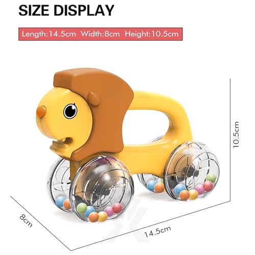 Lefan Baby Rattles Toys Animal Modeling Vehicle Push and Go Cars with Colorful Beads Toddler Learning Toys for 12-18 Months First Birthday Gift for 1 2 3 Year Old Boys Girls (Rattlecar_Lion) Pack of 1 pcs - Image 2