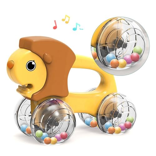 Lefan Baby Rattles Toys Animal Modeling Vehicle Push and Go Cars with Colorful Beads Toddler Learning Toys for 12-18 Months First Birthday Gift for 1 2 3 Year Old Boys Girls (Rattlecar_Lion) Pack of 1 pcs - Image 3