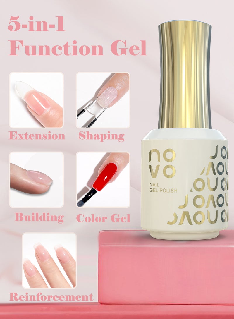 Novo 5-in-1 Gel Nail Polish, Multifunctional Gel Nail, UV & LED Cured Nail Builder and Strengthener Gel, Soak-Off Long-Lasting Nail Gel for DIY Manicure -15ml - Image 3