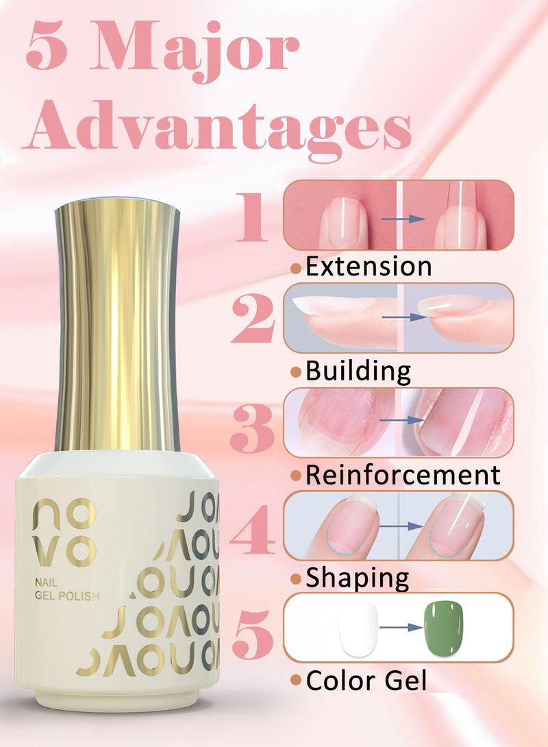 Novo 5-in-1 Gel Nail Polish, Multifunctional Gel Nail, UV & LED Cured Nail Builder and Strengthener Gel, Soak-Off Long-Lasting Nail Gel for DIY Manicure -15ml - Image 4