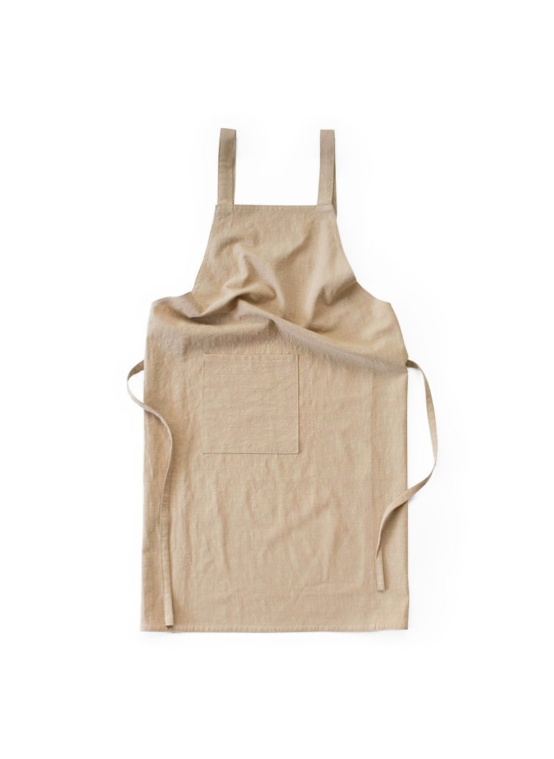 Japanese Cotton Linen Apron Breathable Custom Logo Plain Curry Cotton Linen H Shoulder Apron