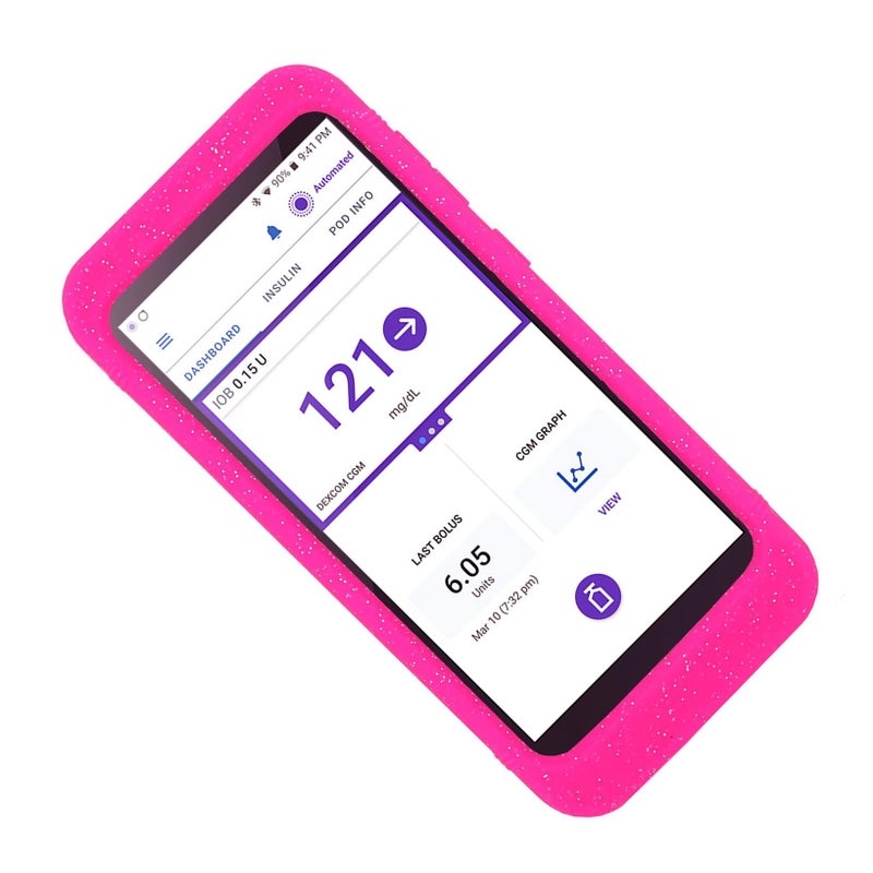 SNK Mix Silicone Case for Omnipod 5 Receiver Continuous Glucose Monitoring Glitter Hpink - Image 3