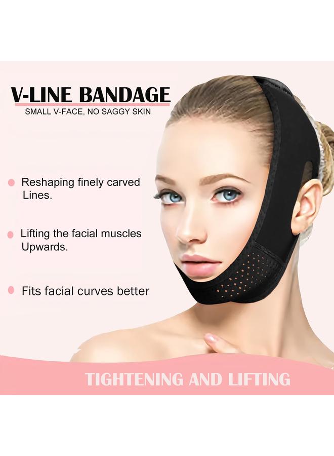 V-Line Mask, Chin Strap for Sleeping,Chin Strap for Women,Jaw Exerciser,Jawline Shaper,Jaw Strap,Double chin strap,Jawline Shaper,Reusable chin stra,Black - Image 2