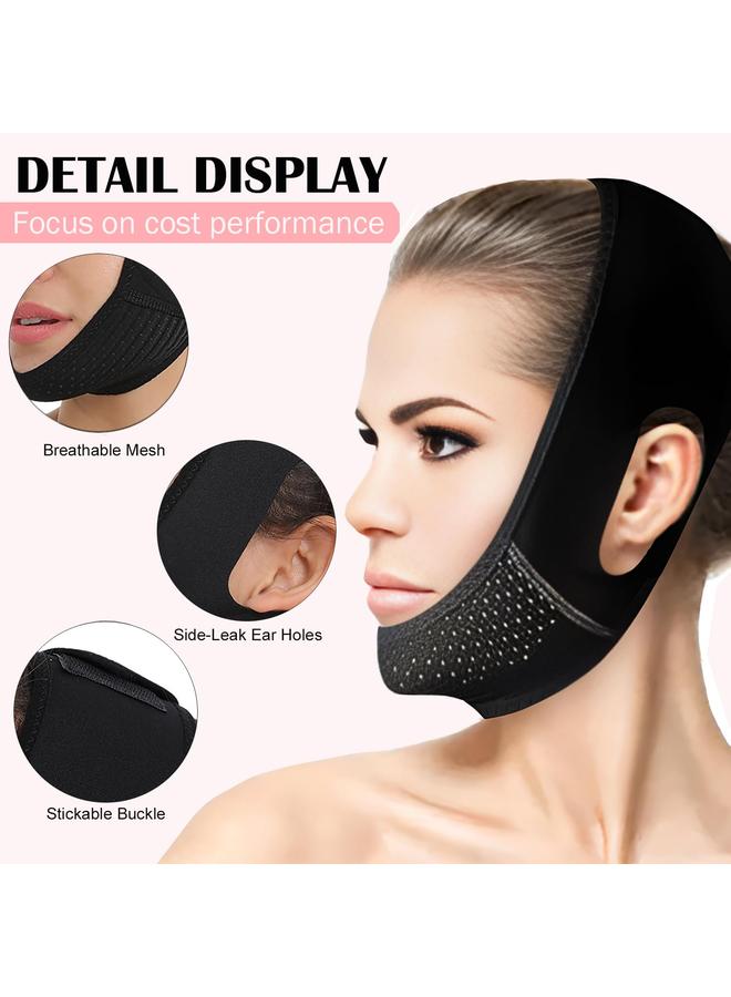 V-Line Mask, Chin Strap for Sleeping,Chin Strap for Women,Jaw Exerciser,Jawline Shaper,Jaw Strap,Double chin strap,Jawline Shaper,Reusable chin stra,Black - Image 3
