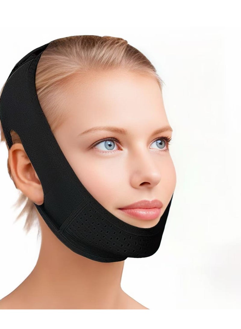 V-Line Mask, Chin Strap for Sleeping,Chin Strap for Women,Jaw Exerciser,Jawline Shaper,Jaw Strap,Double chin strap,Jawline Shaper,Reusable chin stra,Black - Image 1