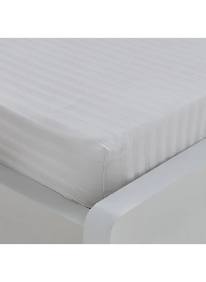 Home Box Hamilton Striped Satin Cotton Single Fitted Sheet 200 x 36 x 90 cm