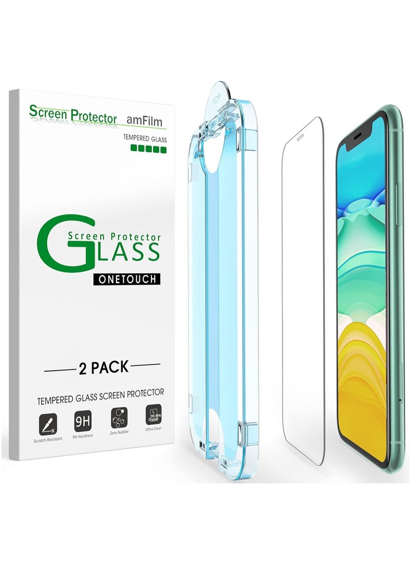 Amfilm amFilm 2 Pack OneTouch Glass Screen Protector for iPhone 11, iPhone XR (6.1") with Easy Installation Kit  - Image 1