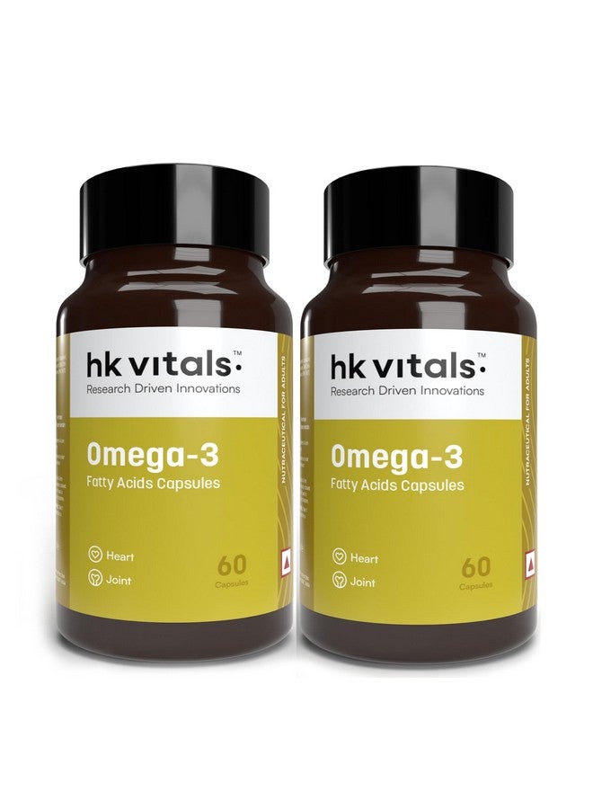 HEALTHKART مكمل زيت السمك أوميغا 3 من هيلث كارت hk فيتالز (60 كبسولة لكل عبوة، عبوة من 2) | 1000 ملغ أوميغا 3 مع 180 ملغ EPA و 120 ملغ DHA | لصحة الدماغ والقلب والمفاصل - Image 1