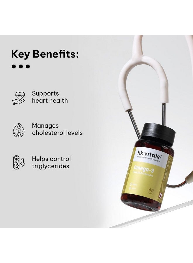 HEALTHKART مكمل زيت السمك أوميغا 3 من هيلث كارت hk فيتالز (60 كبسولة لكل عبوة، عبوة من 2) | 1000 ملغ أوميغا 3 مع 180 ملغ EPA و 120 ملغ DHA | لصحة الدماغ والقلب والمفاصل - Image 5