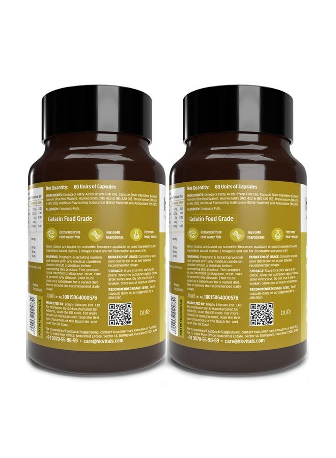 HEALTHKART مكمل زيت السمك أوميغا 3 من هيلث كارت hk فيتالز (60 كبسولة لكل عبوة، عبوة من 2) | 1000 ملغ أوميغا 3 مع 180 ملغ EPA و 120 ملغ DHA | لصحة الدماغ والقلب والمفاصل - Image 4
