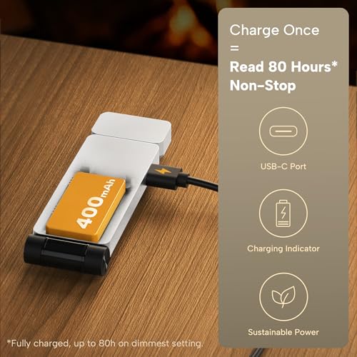 86lux Book Light, Rechargeable Clip-On LED Reading Light for Bed & Night Use - 3 Color Temperatures with Stepless Dimming, Ultralight Bookmark Design for Kids, Book Lovers, White - Image 5