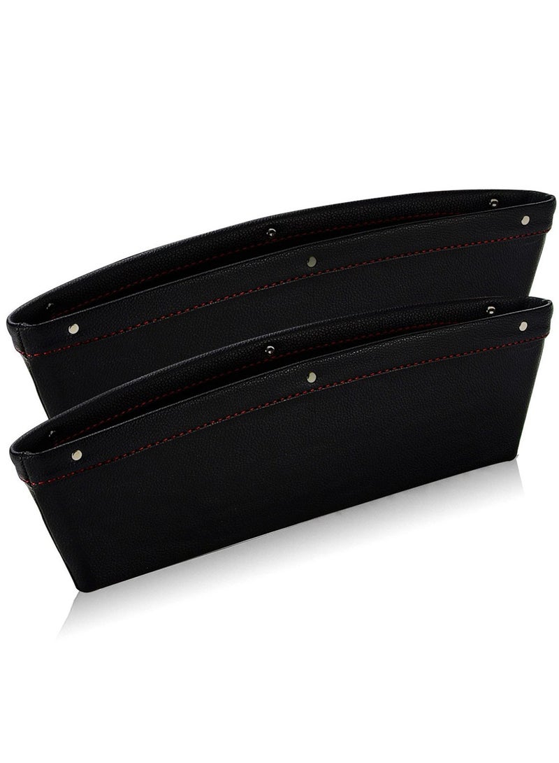 Generic 2 PCS Leather Catch Catcher Box Caddy Car Seat Gap Slit Pocket Storage Organizer  - Image 1