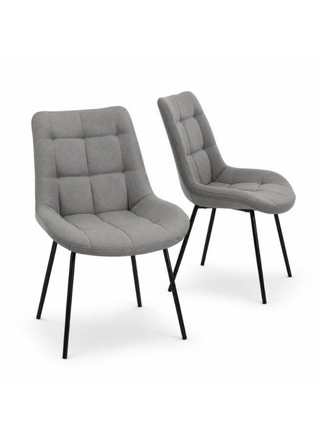 Sinyin Modern Upholstered Dining Chairs Set of 2 Fabric Kitchen Chairs with Thick Cushioned Seat High Back Ergonomic Accent Chairs Black Metal Legs for Dining Room Living Room Bedroom Office Cafe Grey - Image 1