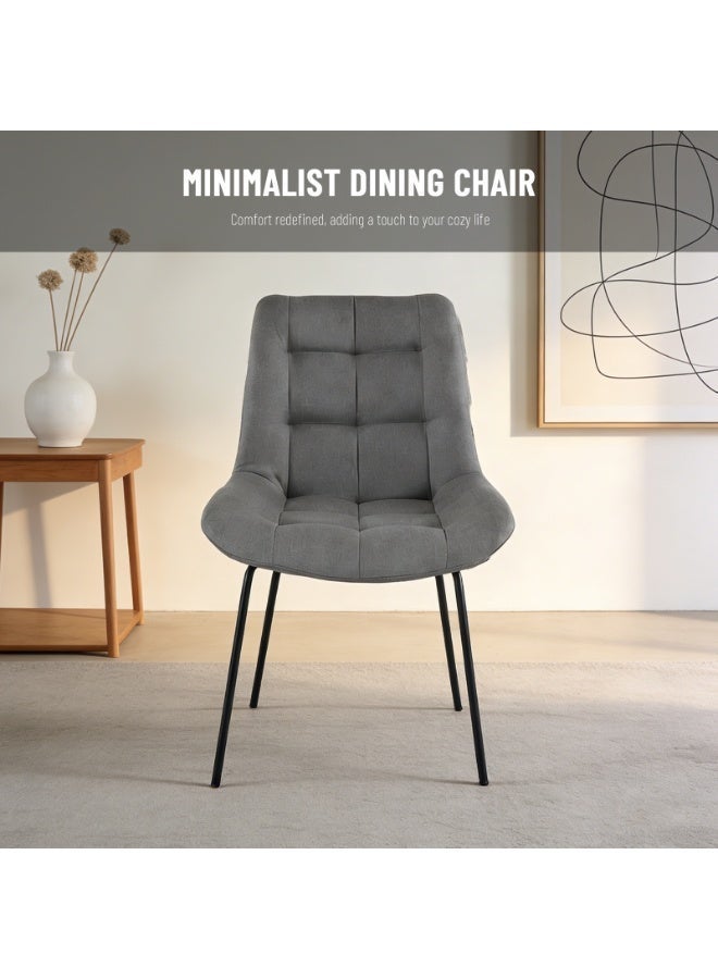 Sinyin Modern Upholstered Dining Chairs Set of 2 Fabric Kitchen Chairs with Thick Cushioned Seat High Back Ergonomic Accent Chairs Black Metal Legs for Dining Room Living Room Bedroom Office Cafe Grey - Image 3