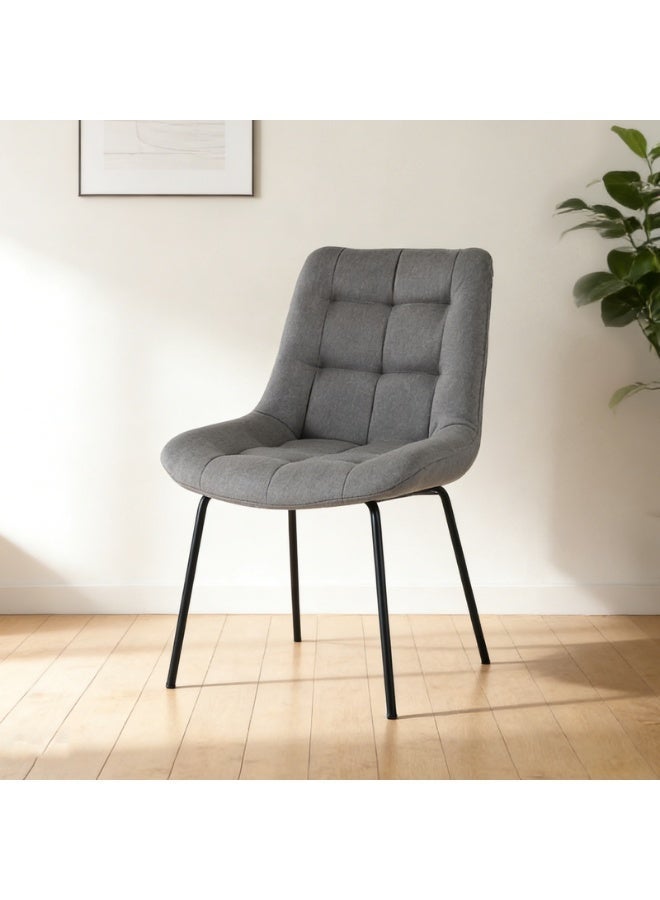 Sinyin Modern Upholstered Dining Chairs Set of 2 Fabric Kitchen Chairs with Thick Cushioned Seat High Back Ergonomic Accent Chairs Black Metal Legs for Dining Room Living Room Bedroom Office Cafe Grey - Image 2