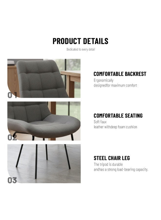 Sinyin Modern Upholstered Dining Chairs Set of 2 Fabric Kitchen Chairs with Thick Cushioned Seat High Back Ergonomic Accent Chairs Black Metal Legs for Dining Room Living Room Bedroom Office Cafe Grey - Image 5