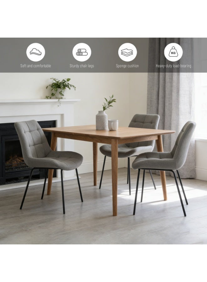Sinyin Modern Upholstered Dining Chairs Set of 2 Fabric Kitchen Chairs with Thick Cushioned Seat High Back Ergonomic Accent Chairs Black Metal Legs for Dining Room Living Room Bedroom Office Cafe Grey - Image 4