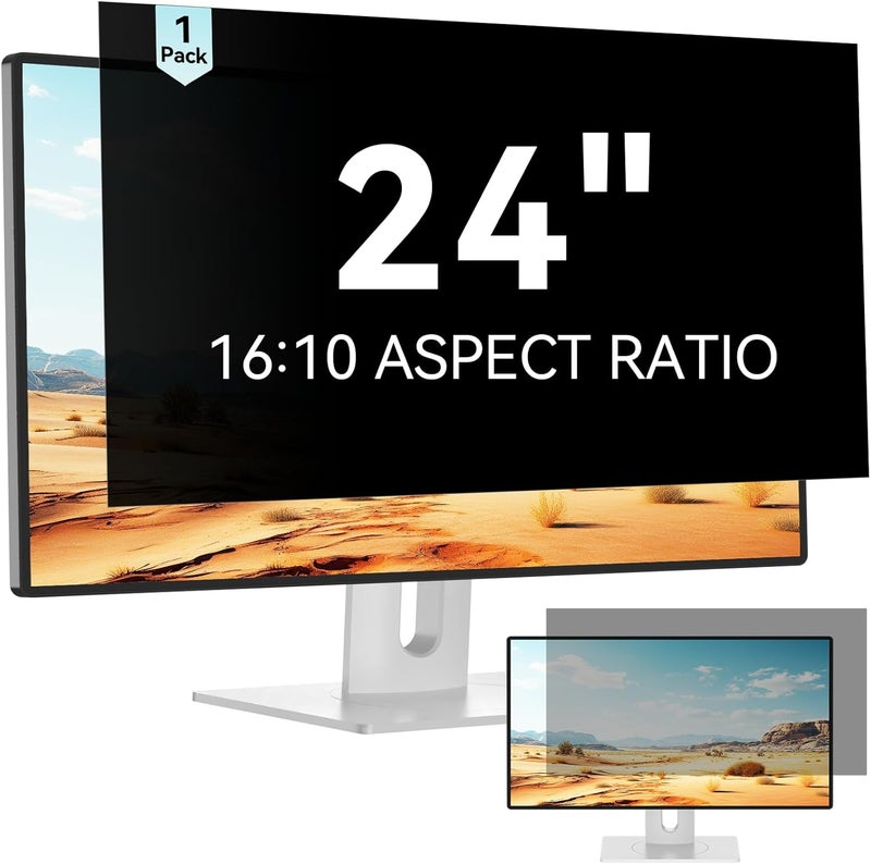 Mamol 24 Inch Computer Privacy Screen Filter for 16:10 Widescreen Monitor, Anti Glare & Blue Light Filter, Removable Anti-Scratch Screen Protector Film 24 in - Image 1