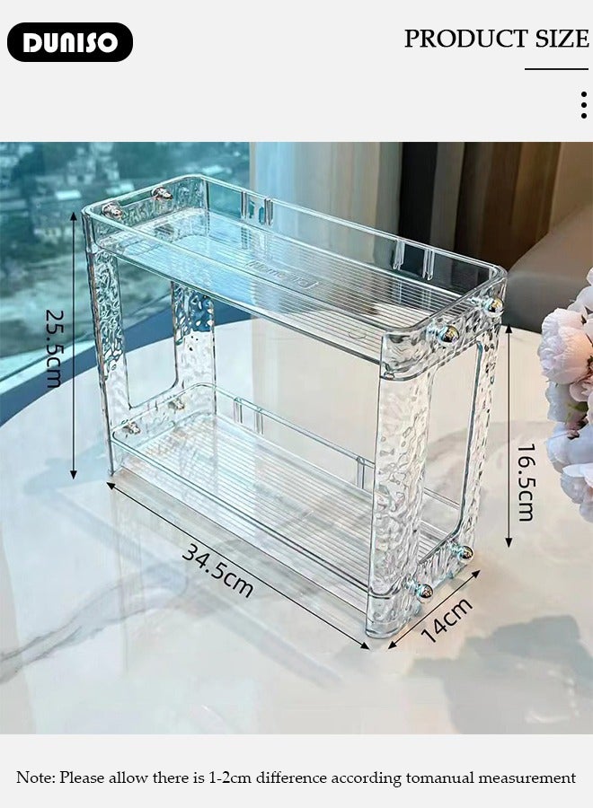 DUNISO Wall Mounted Transparent Shower Caddy, 2 Tier Removable Makeup Organizer, No Drilling Adhesive Shower Shelf for Bathroom Storage, Rustproof Shower Shelf for Bathroom, Dorm, Toilet, Kitchen  - Image 2