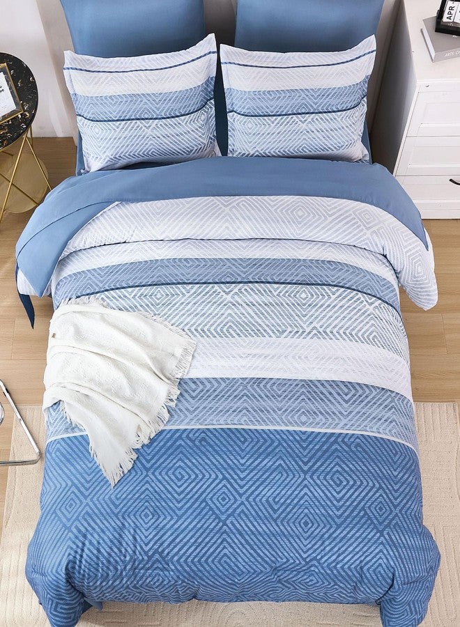 Drucon 7 Piece Striped Comforter Set King Size Light Blue Bed in a Bag, Soft Microfiber Complete Bedding Set with Sheets for All Season - Image 3