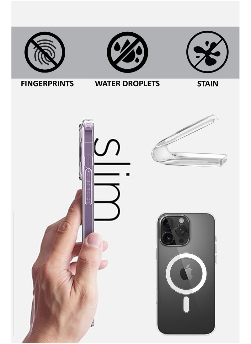 2 in 1 Pack Crystal Clear Flexible Protective Silicone -MagSafe/Wireless Charging Back  Case and Tempered Glass Screen Protector For iPhone 16 Pro Max