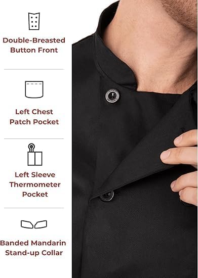 uniformer Half Sleeves Chef Coat for Men | Double-Breasted Chef Coat With Reversible Closure | Comfortable & Stylish | Easy Care & Breathable | Ideal for Chefs, Cooks, and Kitchen Staff (Black_2XL) - Image 5