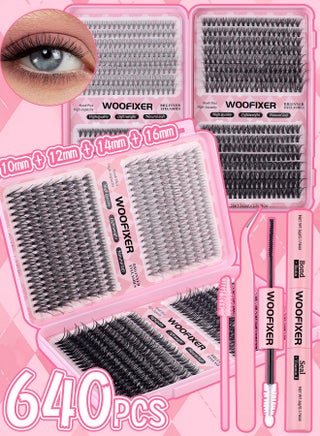 640 PCS Lash Clusters, Lash Adhesive Glue & Lash Tweezer Set Eyelash Extensions Wispy False Eyelashes Lash Clusters DIY Eyelash Extensions Individual False Eyelashes for Women D-Curl Perfection for Your Eyes! - view 2