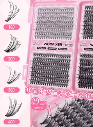 640 PCS Lash Clusters, Lash Adhesive Glue & Lash Tweezer Set Eyelash Extensions Wispy False Eyelashes Lash Clusters DIY Eyelash Extensions Individual False Eyelashes for Women D-Curl Perfection for Your Eyes! - view 3