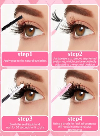 640 PCS Lash Clusters, Lash Adhesive Glue & Lash Tweezer Set Eyelash Extensions Wispy False Eyelashes Lash Clusters DIY Eyelash Extensions Individual False Eyelashes for Women D-Curl Perfection for Your Eyes! - view 4