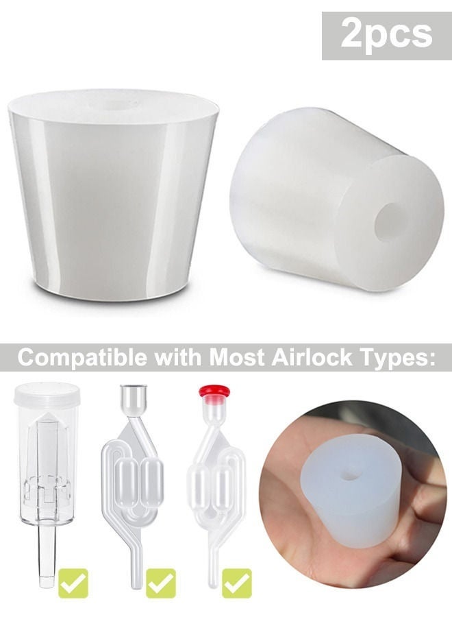 2 قطعة أغطية سيليكون للتخمير بتصميم مثقوب وفتحة للاستخدام في صمام مانع الهواء، مناسبة لتخمير المنزل وصنع النبيذ، وتستخدم كبديل لأغطية الزجاجات المطاطية. - Image 1