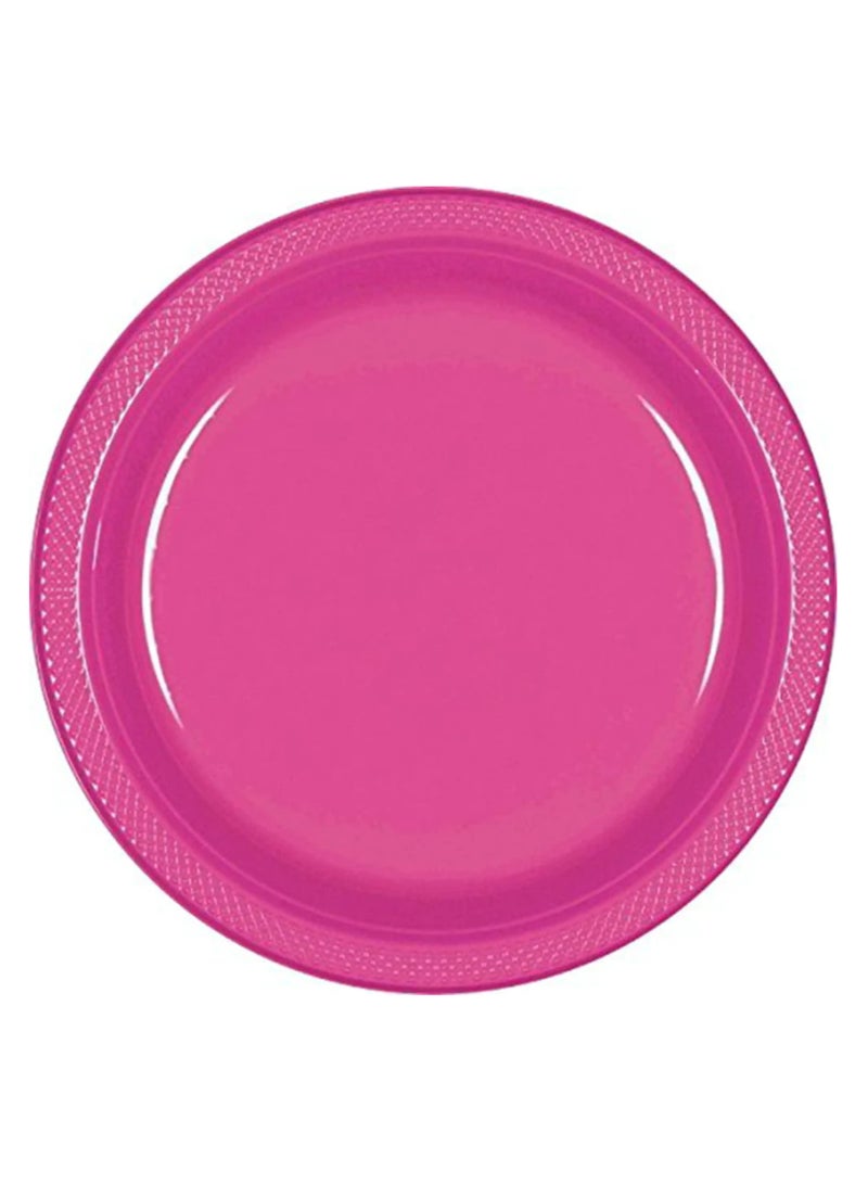 Amscan Party Special 7 Inch Dessert Food Grade Plastic Plates - Pack of 20. - MAGENTA 