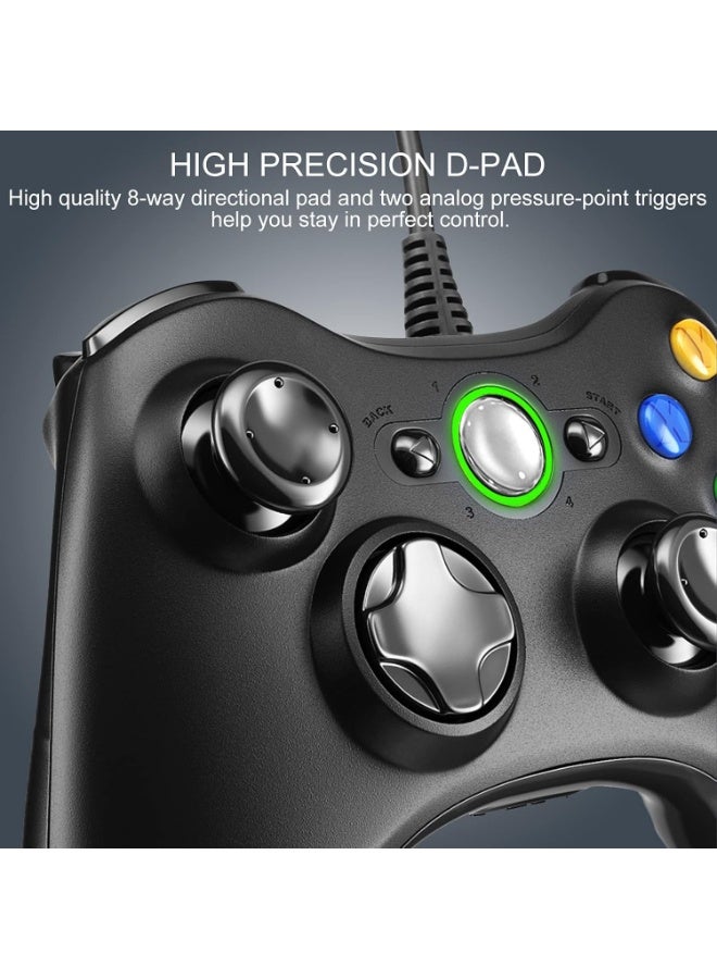 وحدة تحكم Xbox 360، عصا تحكم سلكية USB مع اهتزاز مزدوج محسّن وتصميم مريح (أسود) - Image 5