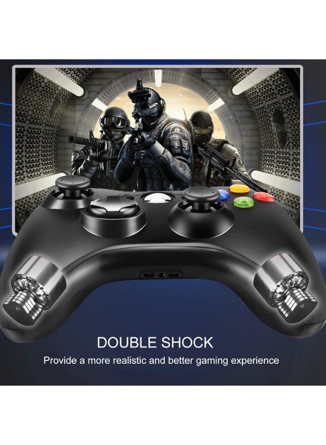 وحدة تحكم Xbox 360، عصا تحكم سلكية USB مع اهتزاز مزدوج محسّن وتصميم مريح (أسود) - Image 4
