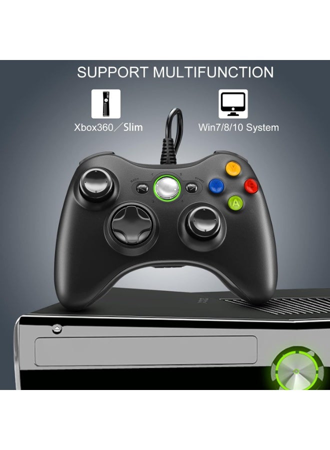 وحدة تحكم Xbox 360، عصا تحكم سلكية USB مع اهتزاز مزدوج محسّن وتصميم مريح (أسود) - Image 3