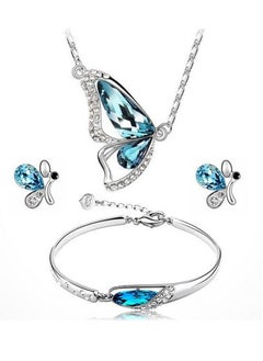 Y&D Butterfly Jewelry Set, Silver Pendant Necklace Earrings Bracelet Set with Birthstone - Necklace, & Combo for Women and Girls  - Image 1