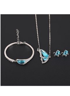 Y&D Butterfly Jewelry Set, Silver Pendant Necklace Earrings Bracelet Set with Birthstone - Necklace, & Combo for Women and Girls  - Image 3