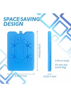 MileMelo 4 Pcs Reusable Ice Packs for Lunch Box - Ultra Thin Freezer Packs for Coolers, Long-Lasting Cooling Gel Packs for Work/School/Picnic/Camping, Food Freshness Cooler Bag Accessories with Lightweight Design  - Image 2