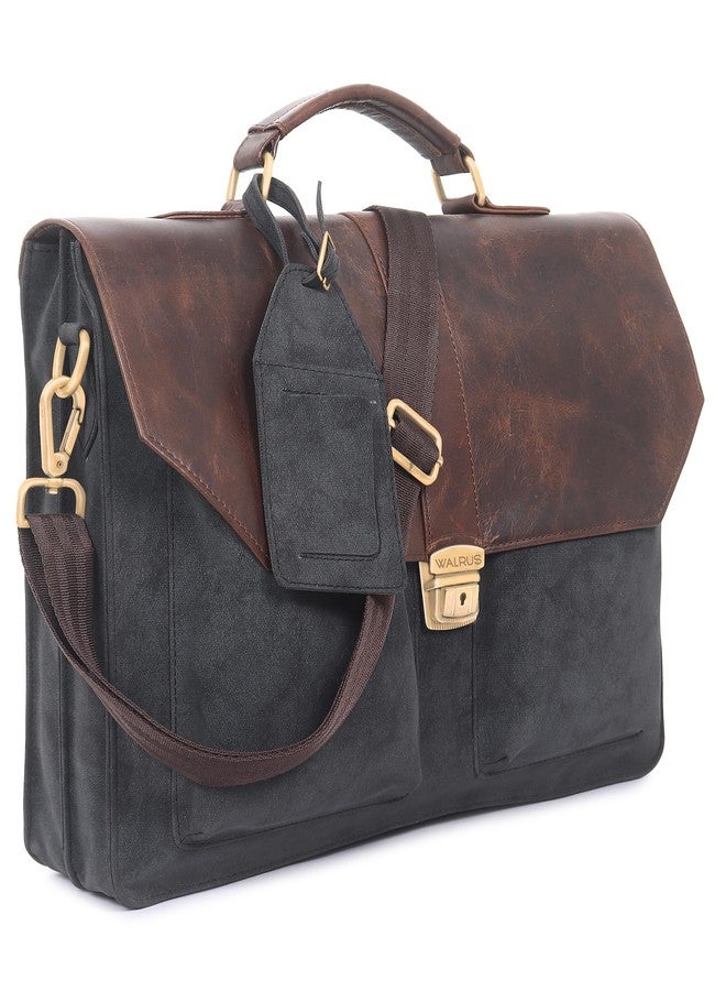 Walrus Maestro Series Silver Natural Leather 15.6 Inch Laptop Bag With Sleeve - Image 2