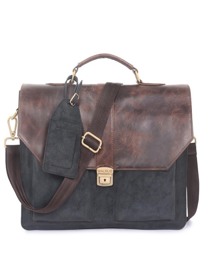 Walrus Maestro Series Silver Natural Leather 15.6 Inch Laptop Bag With Sleeve - Image 1