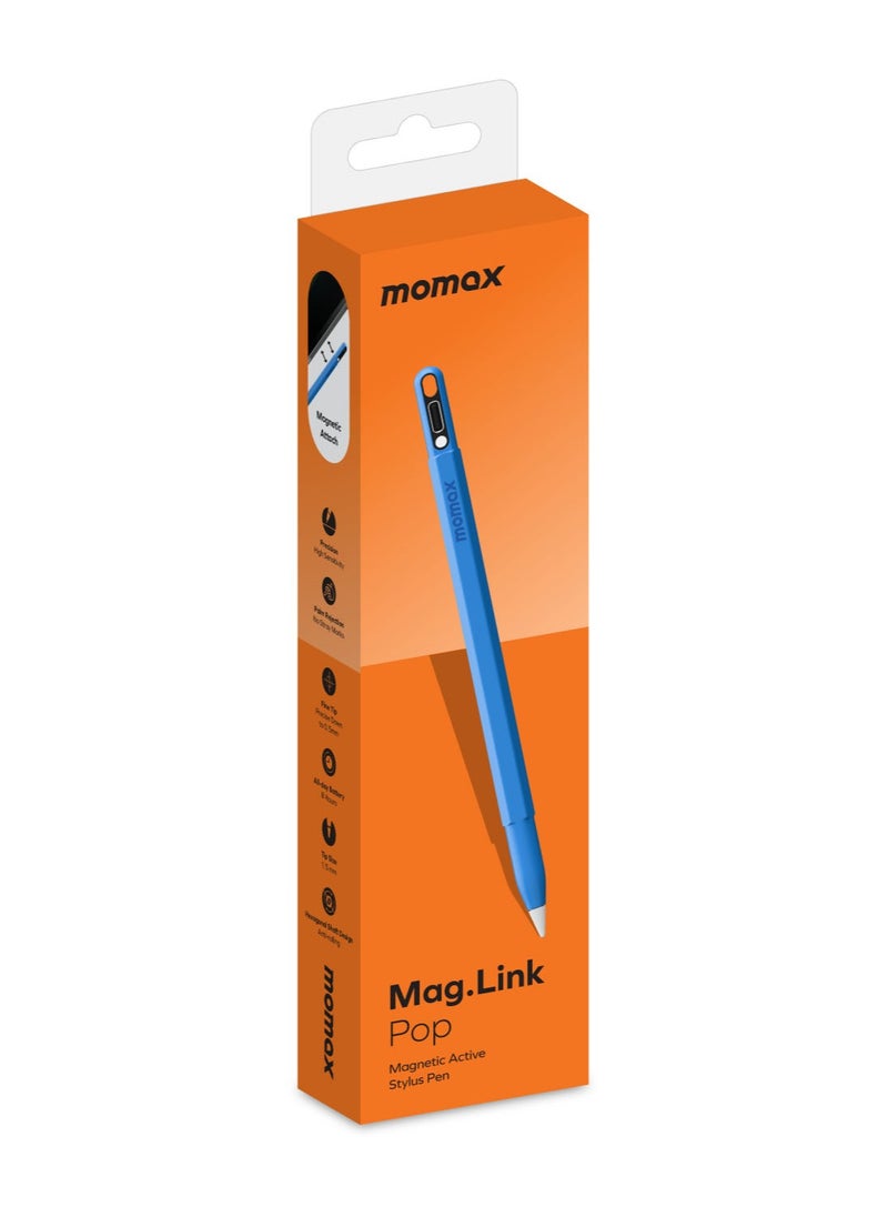 Momax - Momax MAG Link Pop Magnetic Active Stylus Pen easy charging via USB-C (wireless charging not compatible) - Blue - Image 1