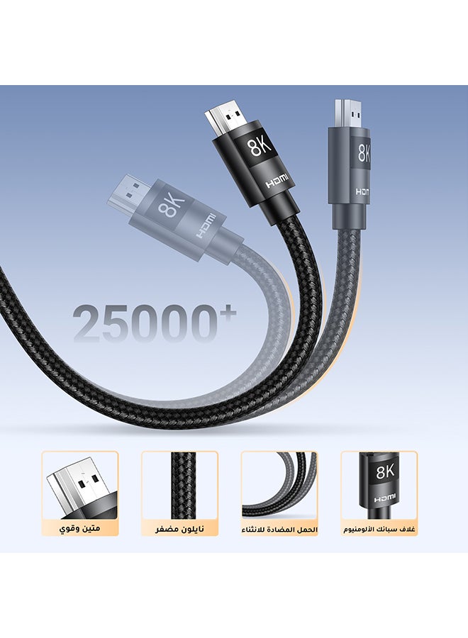 يو جرين كابل HDMI 2.1 بجودة 8K ودقة فائقة الوضوح وسرعة عالية تبلغ 48 جيجابت في الثانية بسلك مضفر بجودة 8K عند 60 هرتز وقناة إرجاع صوتي محسنة بتقنية دولبي فيجن HDR الديناميكية لجهاز ماك بوك برو وجهاز الألعاب بلايستيشن PS5 وسويتش والتلفزيون وإكس بوكس وتلفزيون بلو راي بدقة فائقة الوضوح والبروجيكتور بطول 2 متر - Image 3