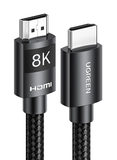 8K HDMI 2.1 Cable 2M Ultra HD High-Speed 48Gbps 8K@60Hz Braided Cord eARC Dynamic HDR Dolby Vision for MacBook Pro PS5 Switch TV Xbox UHD TV Blu-Ray Projector black