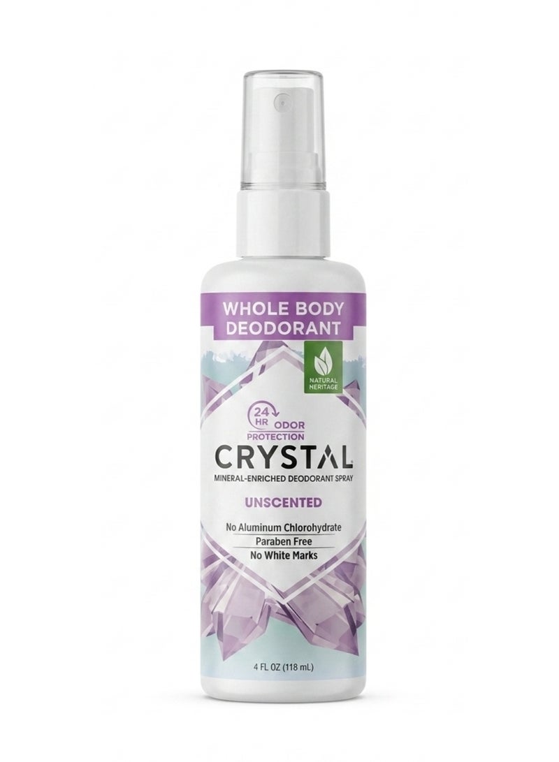 Crystal Mineral-Enriched Deodorant Spray Unscented 4 fl oz (118 ml) - Image 1