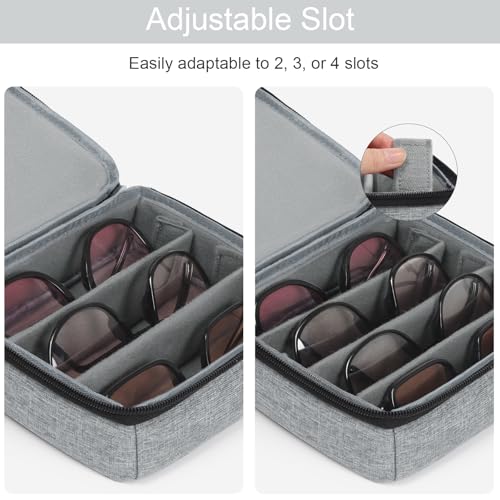 Bukere Travel Sunglasses Organizer Case, Adjustable Slot For Multiple Pairs, Portable Eyeglasses Storage Box for Men Women - Image 2
