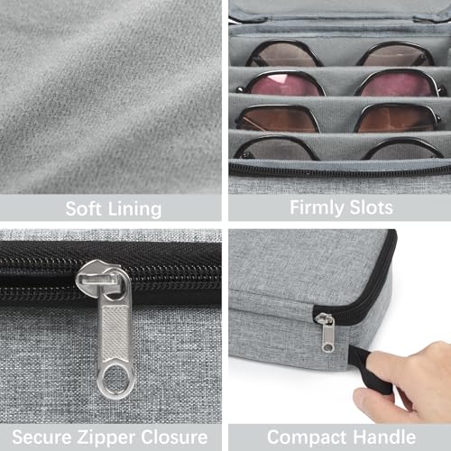 Bukere Travel Sunglasses Organizer Case, Adjustable Slot For Multiple Pairs, Portable Eyeglasses Storage Box for Men Women - Image 3