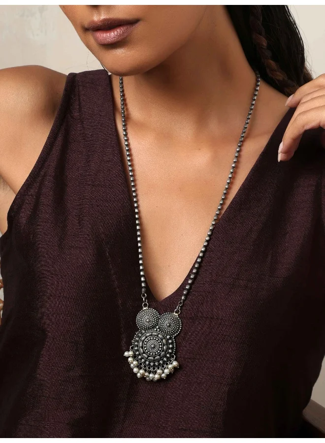 trueBrowns trueBrowns Silver Tone Pearl Drop Pendant Chain