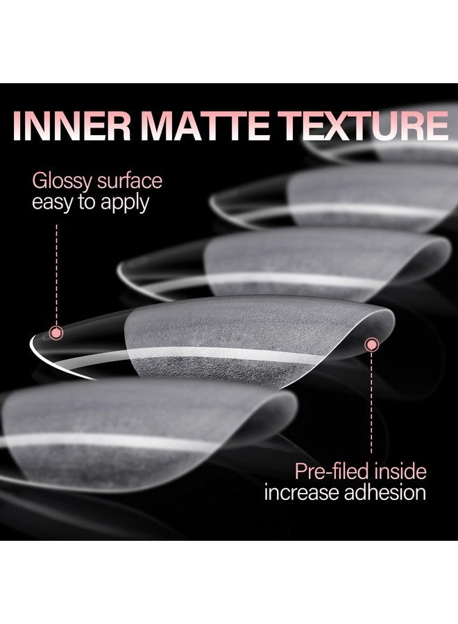AILLSA Short Oval Nail Tips Soft Gel Full Cover Clear Gelly Nail Tips Half Matte Acrylic Nail Tips Pre-Filed Fake Press On Nail Tips For Extension Home Diy Salon Manicure 216Pcs 12 Sizes - Image 4