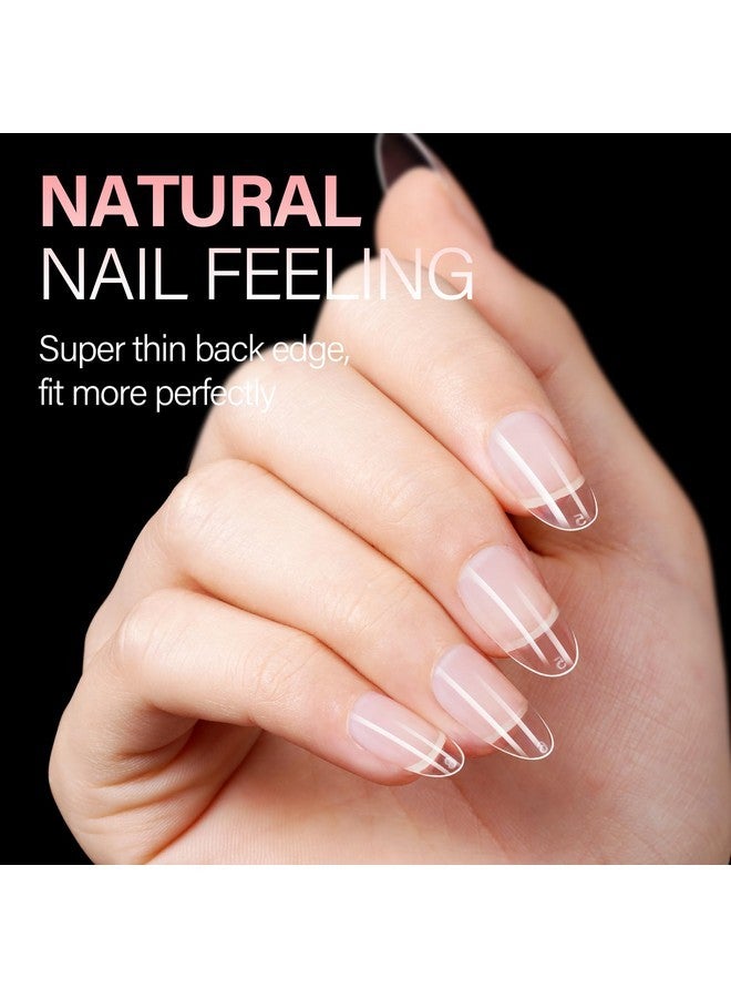 AILLSA Short Oval Nail Tips Soft Gel Full Cover Clear Gelly Nail Tips Half Matte Acrylic Nail Tips Pre-Filed Fake Press On Nail Tips For Extension Home Diy Salon Manicure 216Pcs 12 Sizes - Image 3