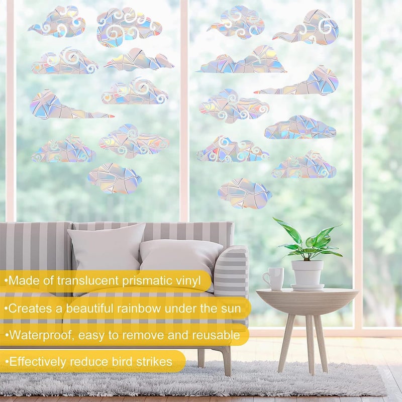 SHAWULA تشاوولا 54PCS Cloud Window Clings - شارات النوافذ المضادة للاصطدام لإنقاذ الطيور من تصادمات النافذة - Image 3