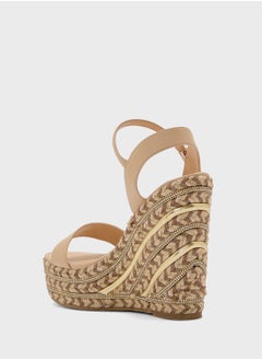 Truffle Ankle Strap Diamante Wedge Sandal  - Image 3